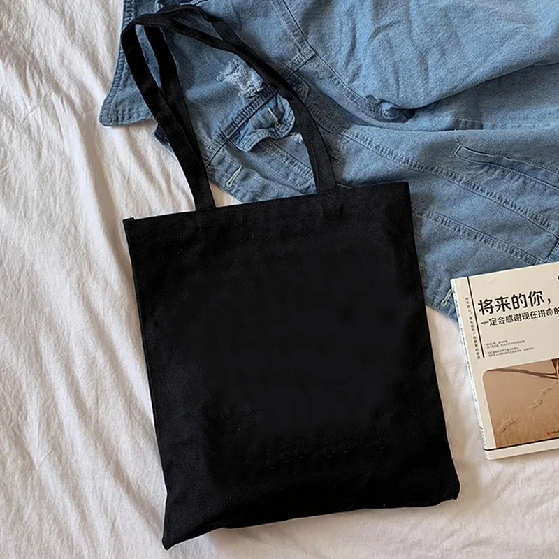 90s Solid Color Tote Bag Canvas Shoulder Bag for Daily Commute Women's Shopping Bag Trendy Folding Shoulder Bag view 5