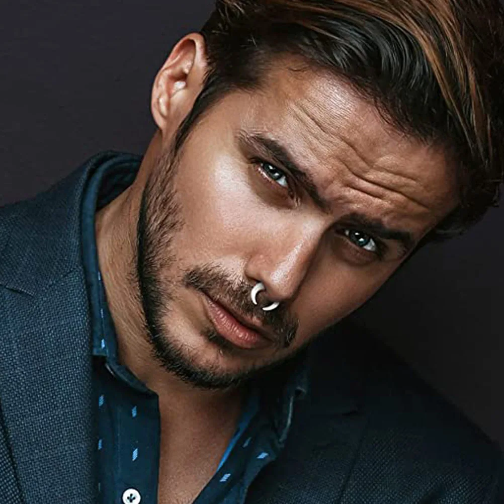 

12pcs Acrylic U Shaped Septum Pincher Nose Ear Stretcher Plugs 2mm 3mm Black White Clear for Women Men