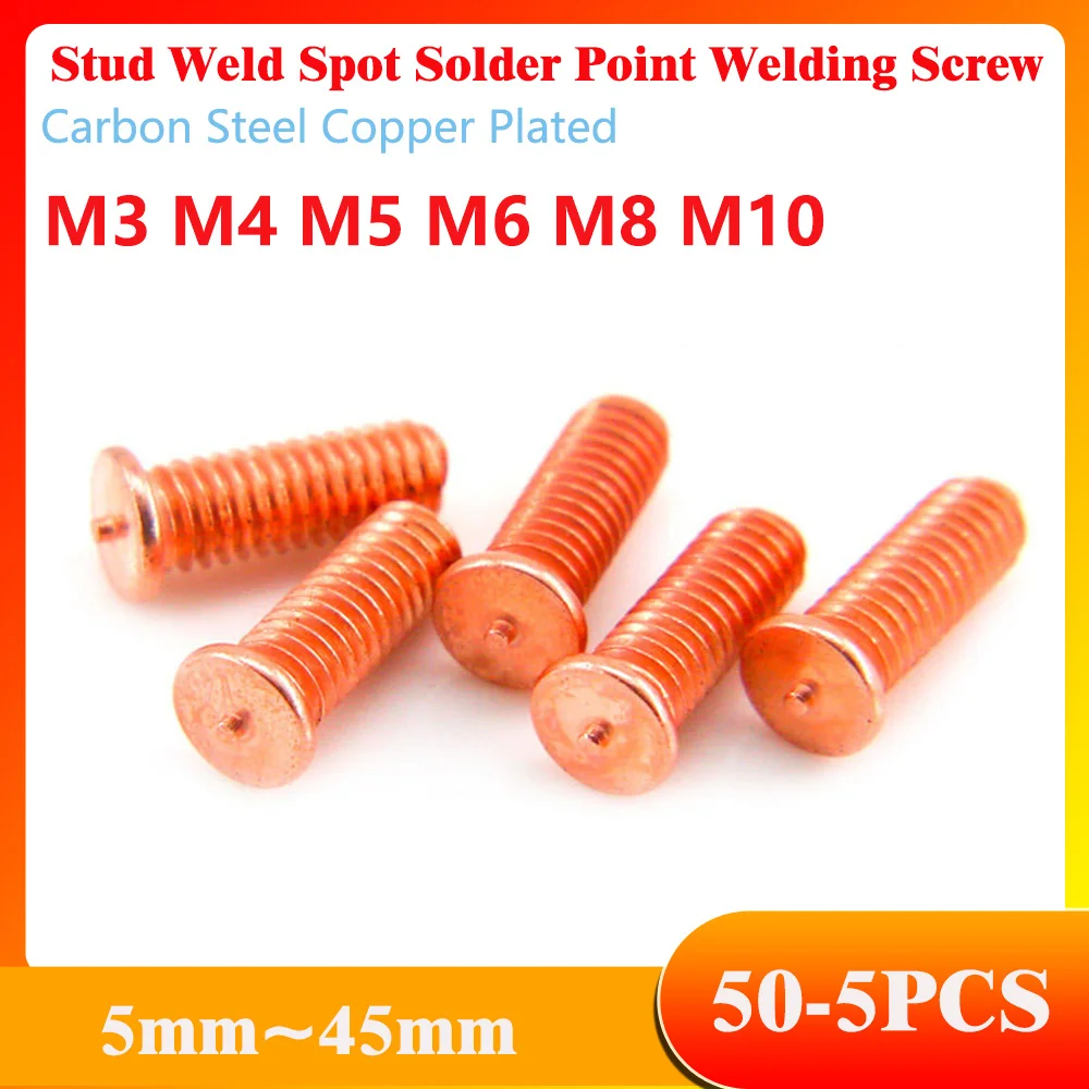 PT-M3 M4 M5 M6 M8 Carbon Steel Copper Plated Stud Weld Spot Solder Point Welding Screw for Capacitor Discharge GB902.3-A