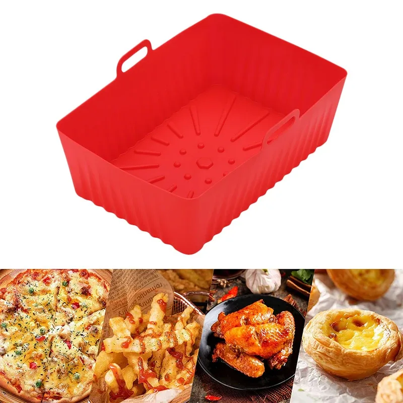 

TOPLIVING Silicone Air Fryer Tray Liner Heat-insulation Reusable Air Fryer Plate Fried Pizza Chicken Waterproof for Home Kitchen
