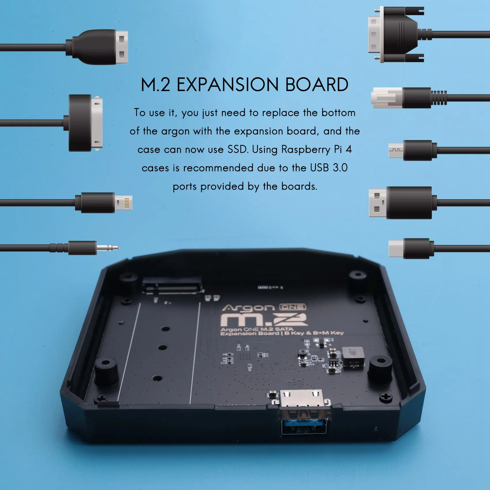 M.2 Expansion Board USB 3.0 To M.2 SATA SSD Adapter For Raspberry Pi 4 Model B Base For Argon ONE V2/M.2 Case