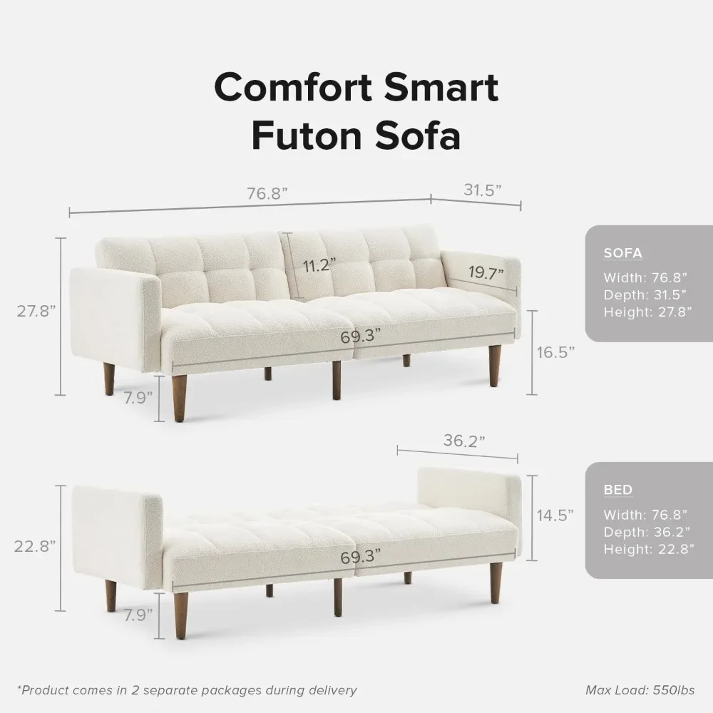 Aaron Couch| Small Sofa| Futon, Sofa Bed\Sleeper Sofa、 Loveseat| Mid Century Modern Futon Couch, Sofa Cama| Couches for Living