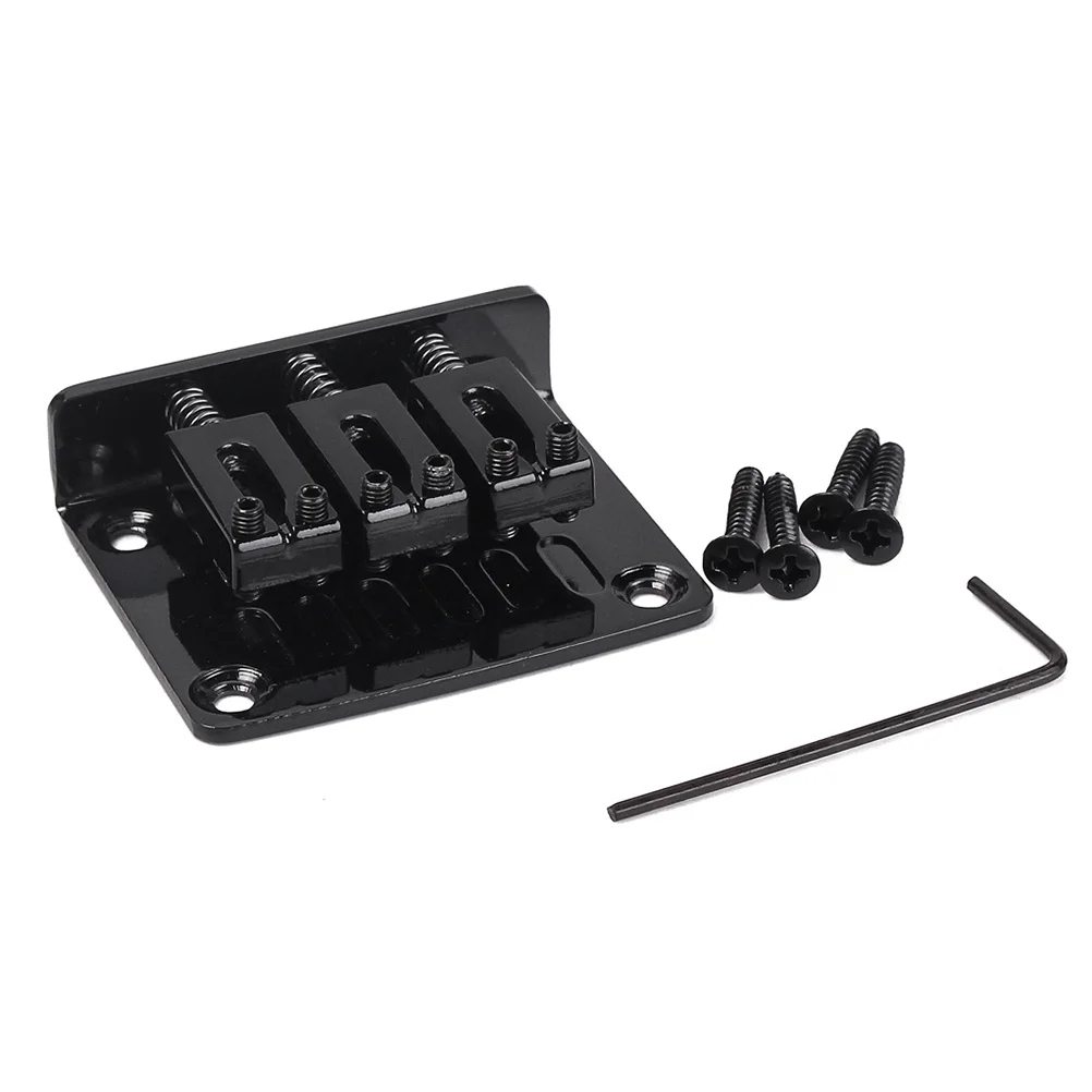

Metal Bass Bridge 3 String Black Adjustable Height 4 Screws Guitar Bridge Vintage Style for Cigar Box Guitar DIY