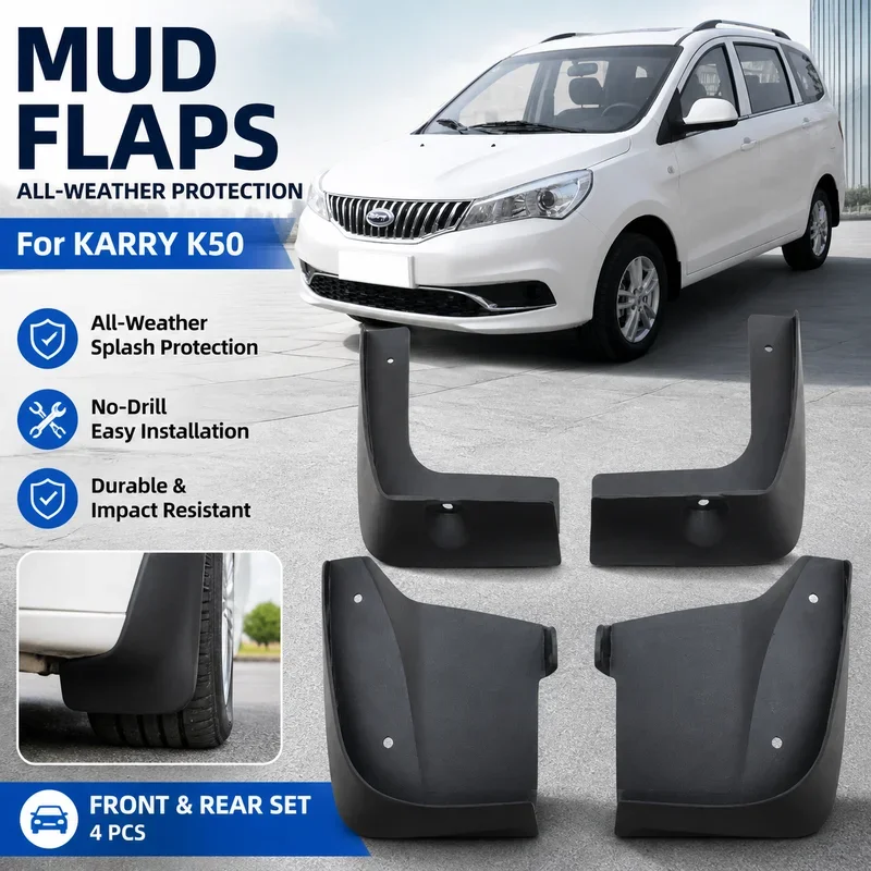 Mud Flaps for KARRY K50 4Pcs Mud Flaps Splash Guards Front&Rear Wheel Fender Mudguards Car Exterior Protection Parts