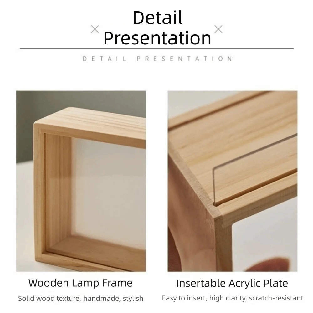 Wood Led Shadow Box Frame Transparent Soft Light Warm DIY Decor Frame Double sided Night Light Photo Frame For Home Decoration