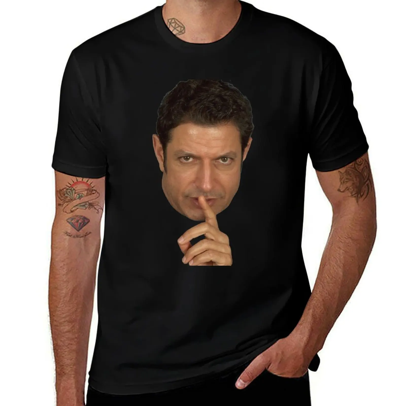 

Jeff Goldblum Shush Face T-Shirt Stretch Fabric Comfort T-Shirt