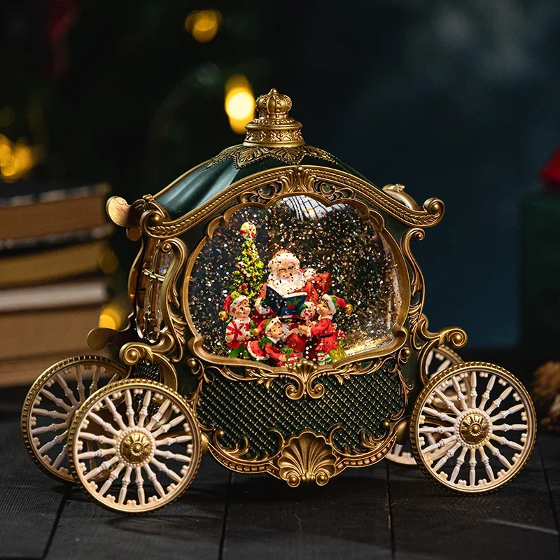 Premium Dream Christmas Carriage Nordic Design Old Man Music Box Snow Crystal Ball Children Girl Birthday Gift Home Decoration