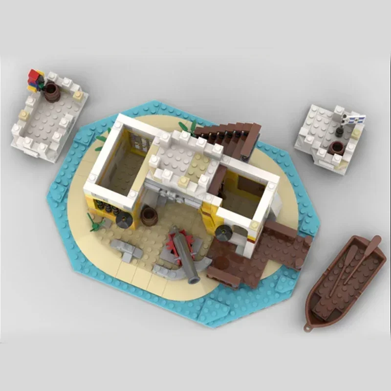 Moc Building Blocks Modello di fortezza Castello di difesa costiera Mattoni tecnici Assemblaggio fai-da-te Giocattoli da costruzione per bambini Regali di festa