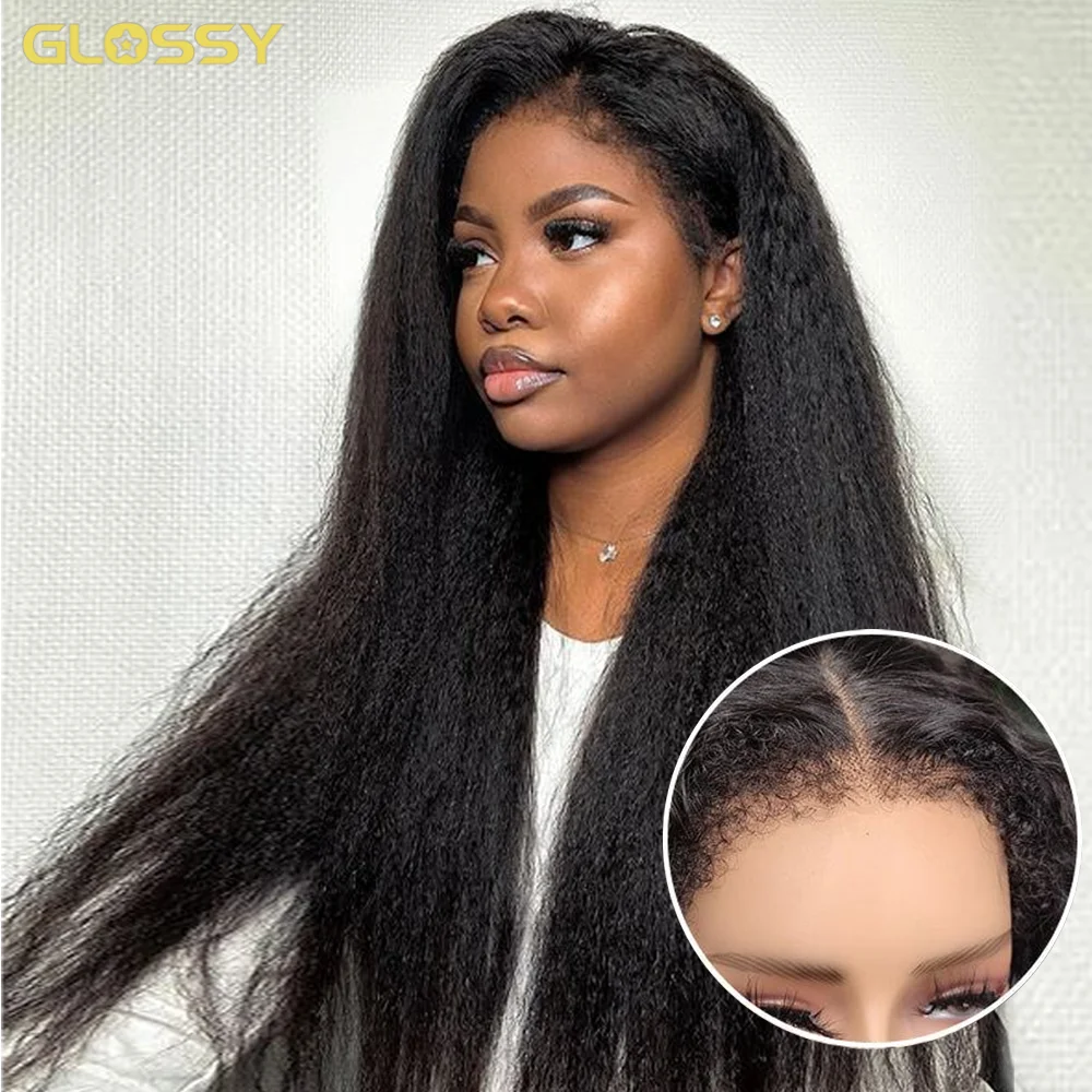 250% Wear And Go Kinky Straight Glueless Wig 100% Human Hair 13x6 Hd Yaki Straight Lace Front Wigs For Women 30 36 Inch On Sale