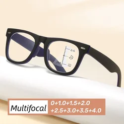 HD Lens Progressive Multifocal Reading Glasses Women Men Vintage Square Presbyopia Eyeglasses Retro Anti-blue Computer Eyewear