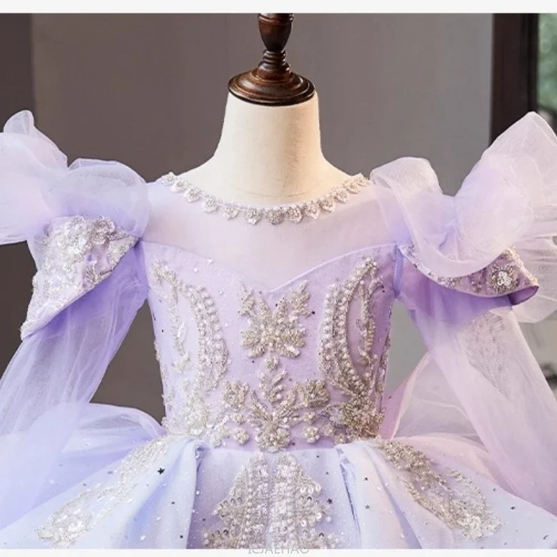 

Wed Dress 2025 Flower Girl Wedding Dresses Costume Children GirlsVestido Kids Host Piano Outfit Birthday Party Princess Gown