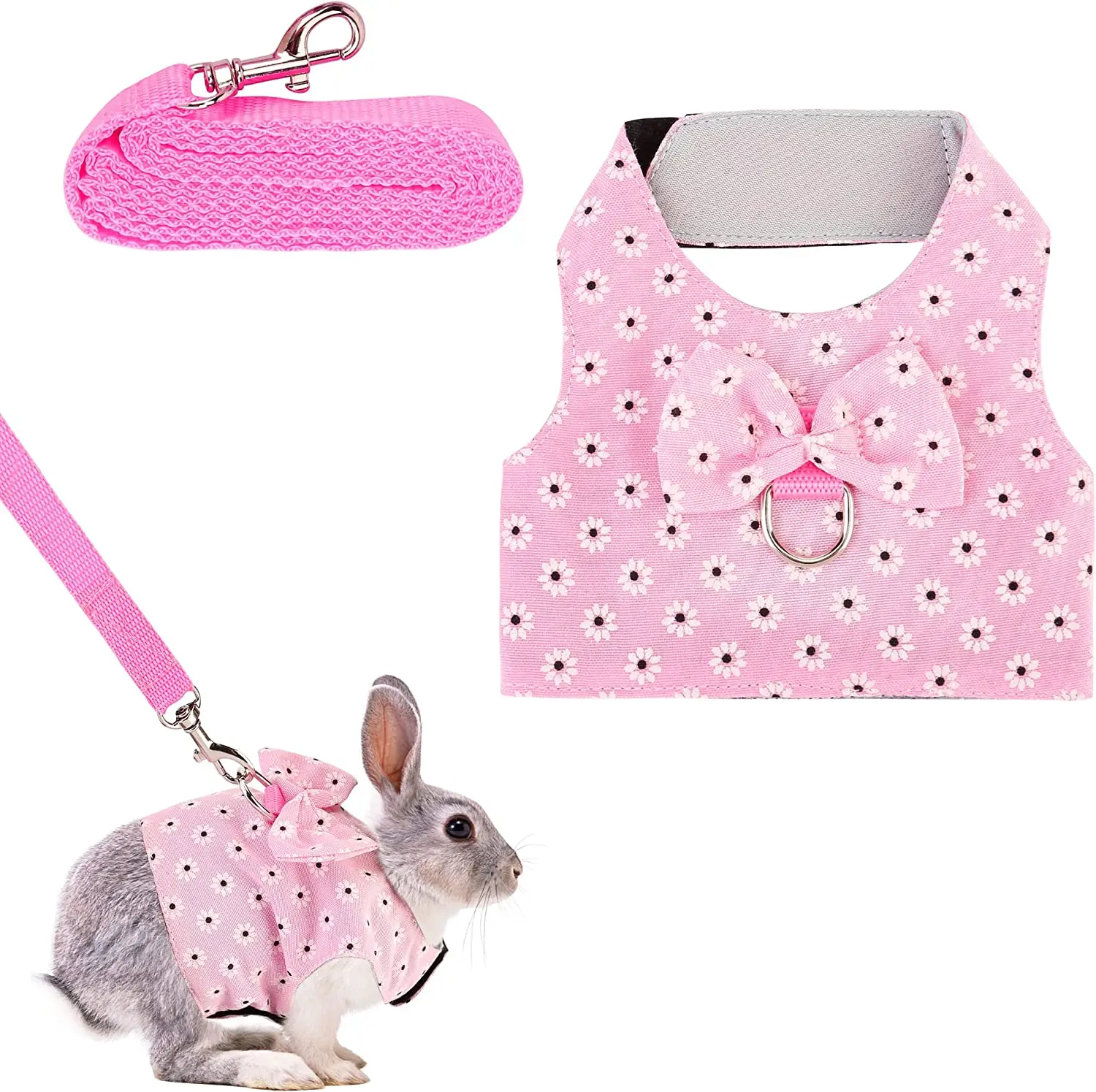 Bunny Harness and Leash Rabbit Vest for Guinea Pig Ferret Chinchilla Hamster Squirrel Lovely Costume for Bunny Yorkie Chihuahua