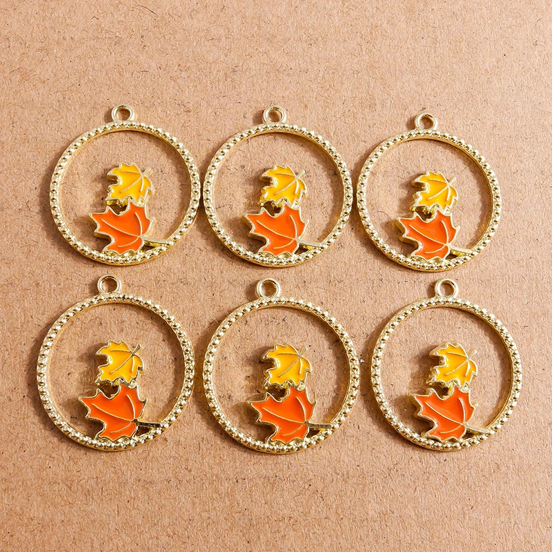 

10pcs Cute Enamel Flower Maple Leaf Charms Pendants for Making Earrings Necklace DIY Handmade Jewelry Accessories Supplies