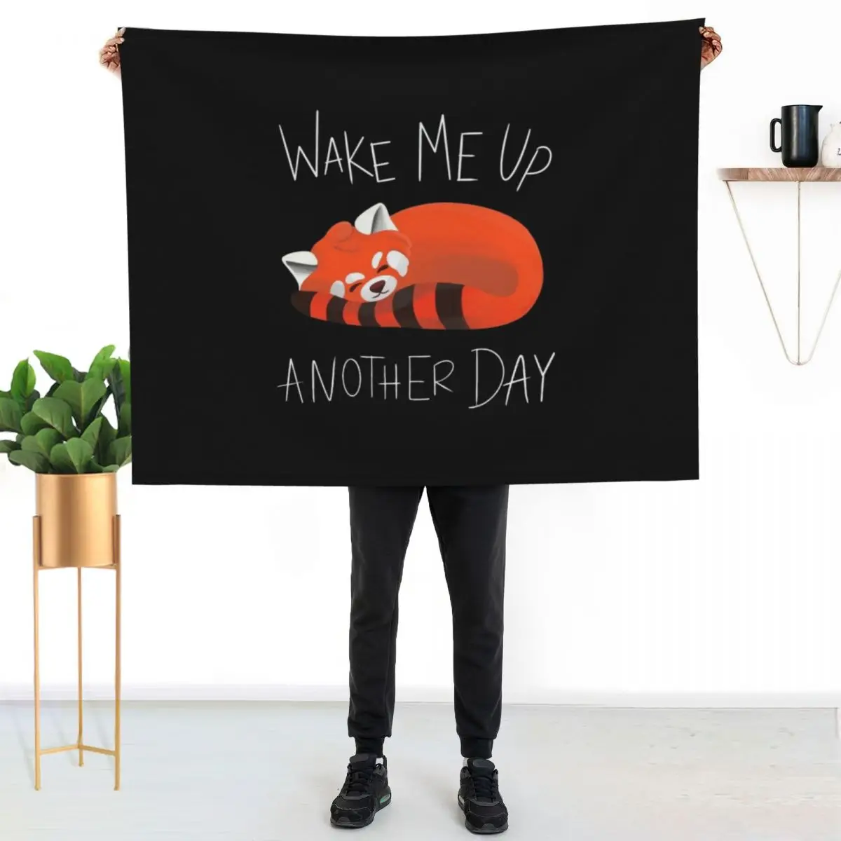 wake me up another day red panda Throw Blanket Anti Shedding Soft Fuzzy Blanket for Home