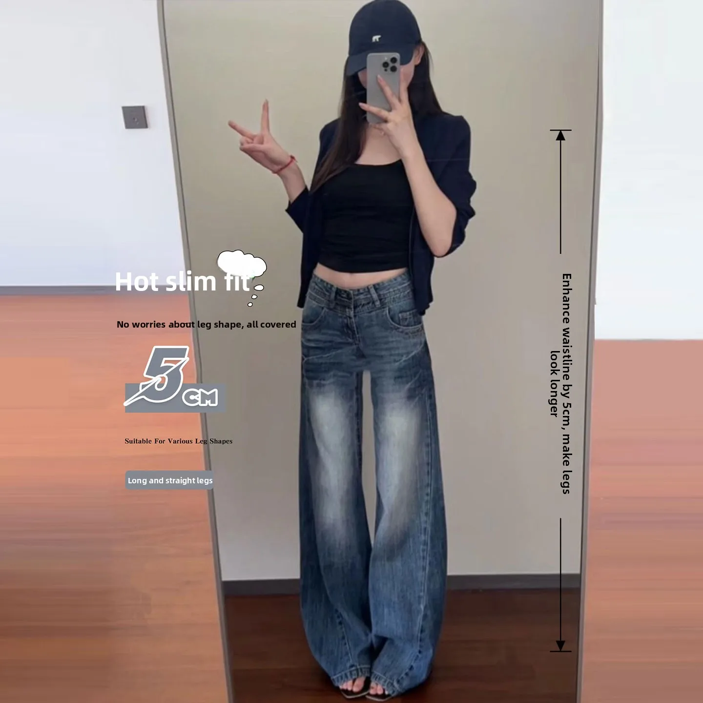 

Широкие джинсы с низкой талией, женские свободные джинсовые брюки с высокой талией, хлопковая эластичная осенняя одежда, повседневная удобная одежда