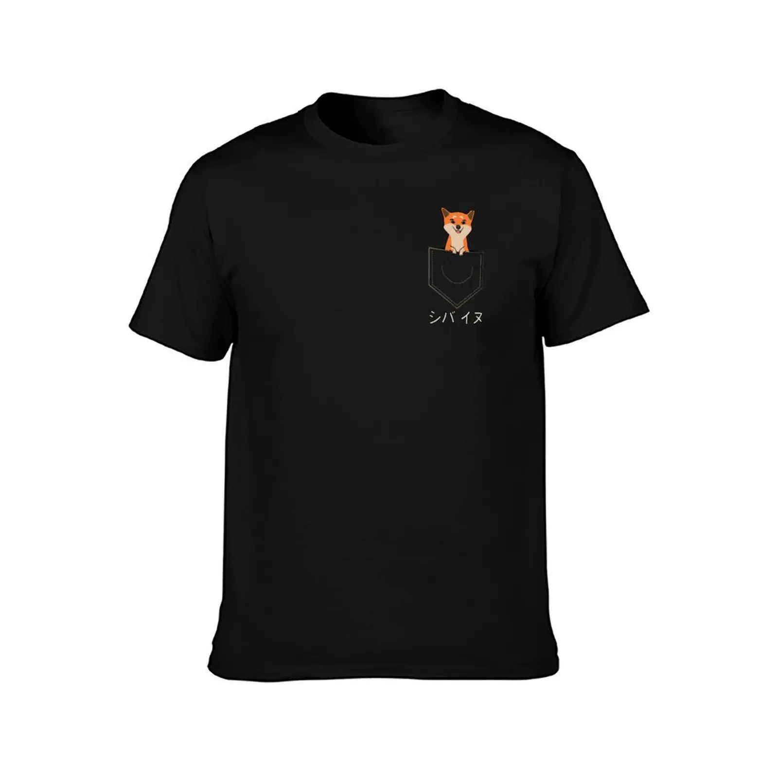 Shiba Inu lindo perro en el bolsillo camiseta gráfica de gran tamaño camiseta personalizada camisetas negras para hombres