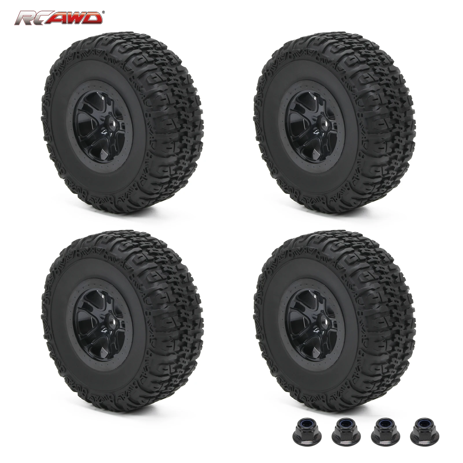 RCAWD Front/Rear 2.2/3.0 Pre-Mounted Tires wheel rim  for 1/10 LOSI Baja Rey 4WD 1/10 Hammer Rey U4  Rock Racer Upgrades parts