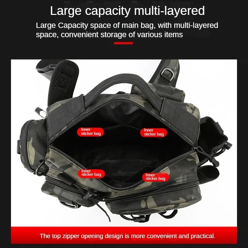 حقيبة تخزين حزمة مراوح للرجال حقيبة ظهر لصيد الأسماك مع حامل قضيب وحقيبة كتف لصيد الأسماك وحقيبة ظهر وصندوق إغراء