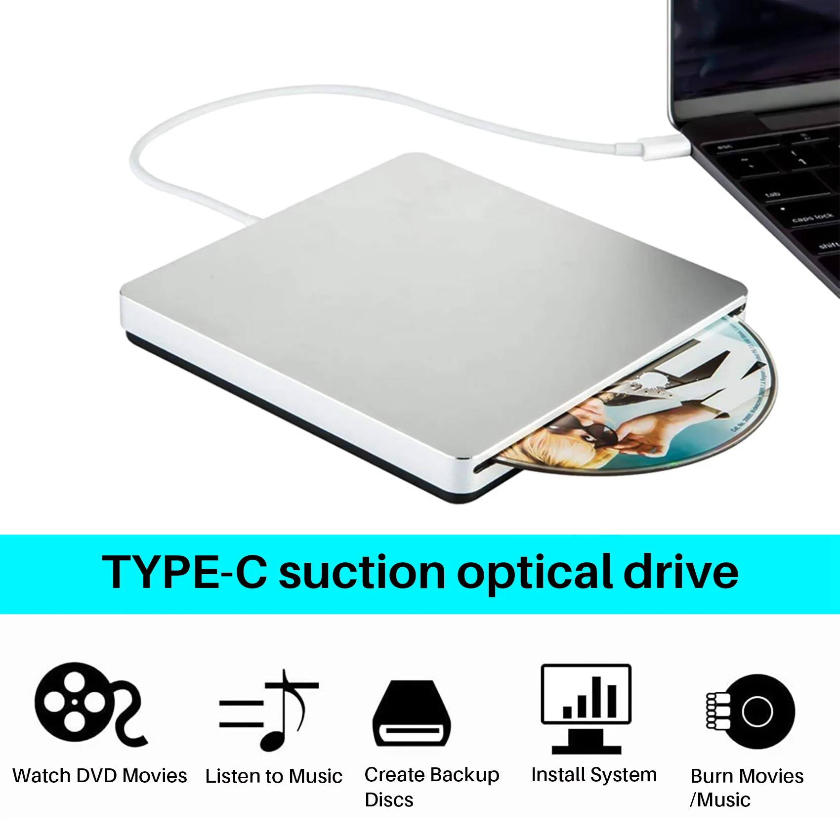 Externo DVD Burner Disc Drive, CD, DVD +, RW Superdrive para Mac, Janela