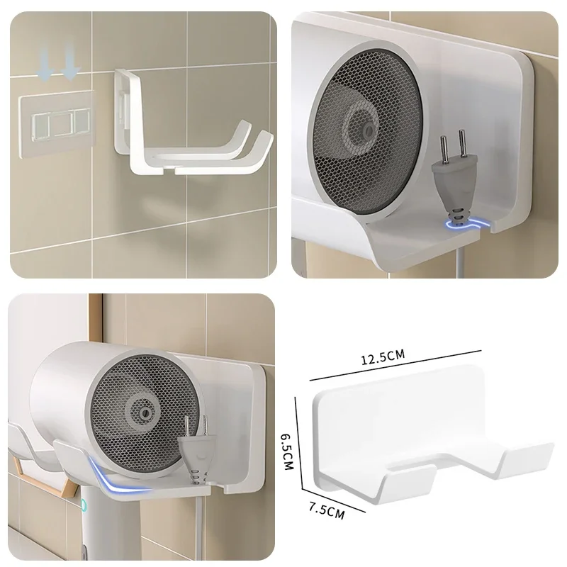 

Bathroom Non Perforated Hair Dryer Storage Rack Hair Dryer Storage Rack Wall Mounted Air Duct Stand Bathroom Organizer Shelves