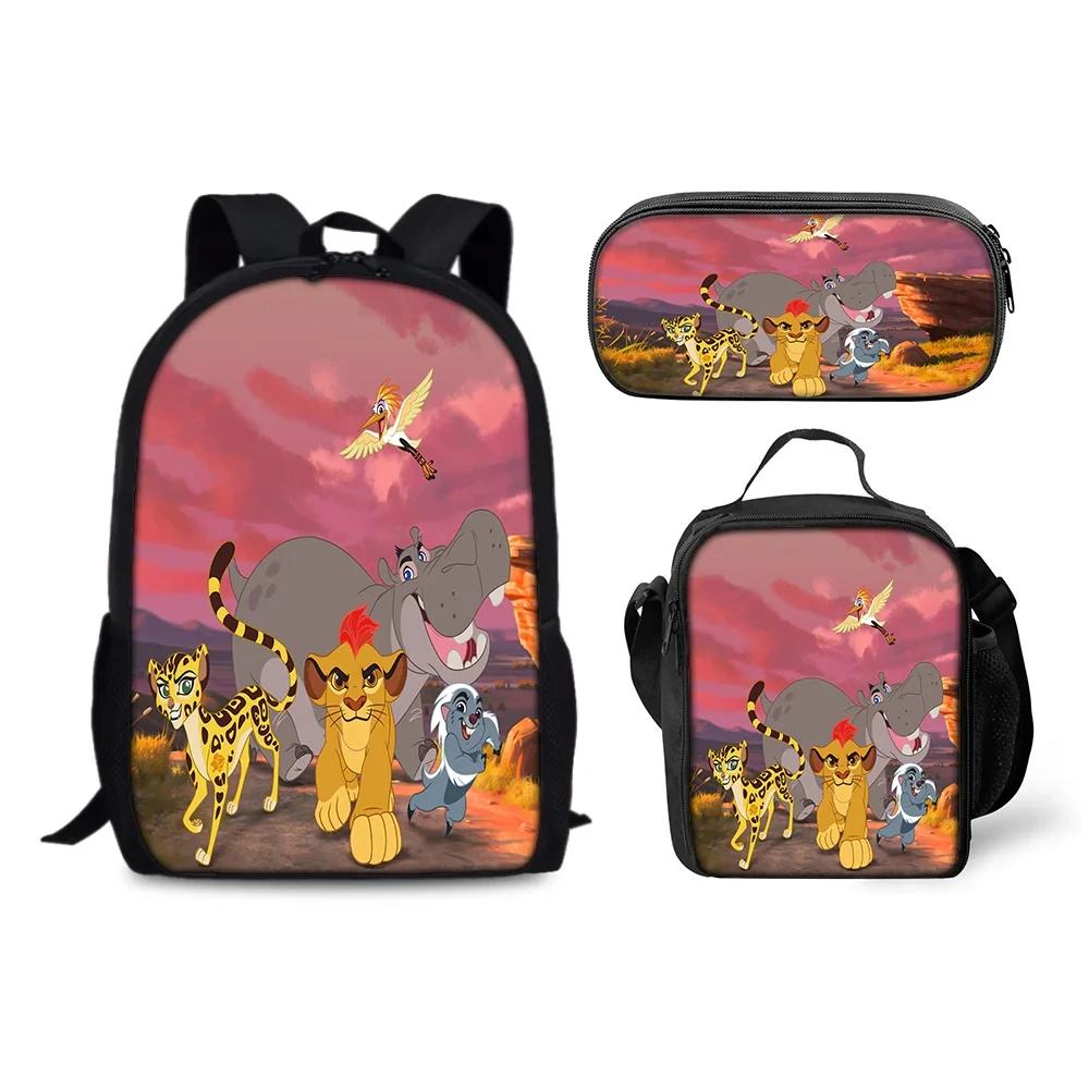 Guard Lion Schoolbag Backpack Lunch Bag Pencil Case Set Gift for Kids Students