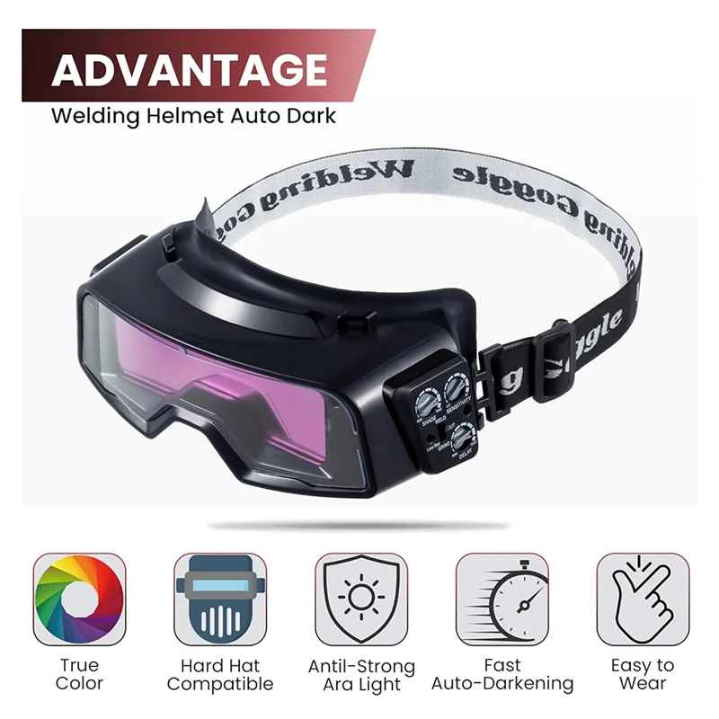 VELIF-Auto Darkening Welding Goggles, Wide Rang Shade 4/5-9/9-13, Welding Glasses With Welder Mask And 10 Replacement Lenses - view 3