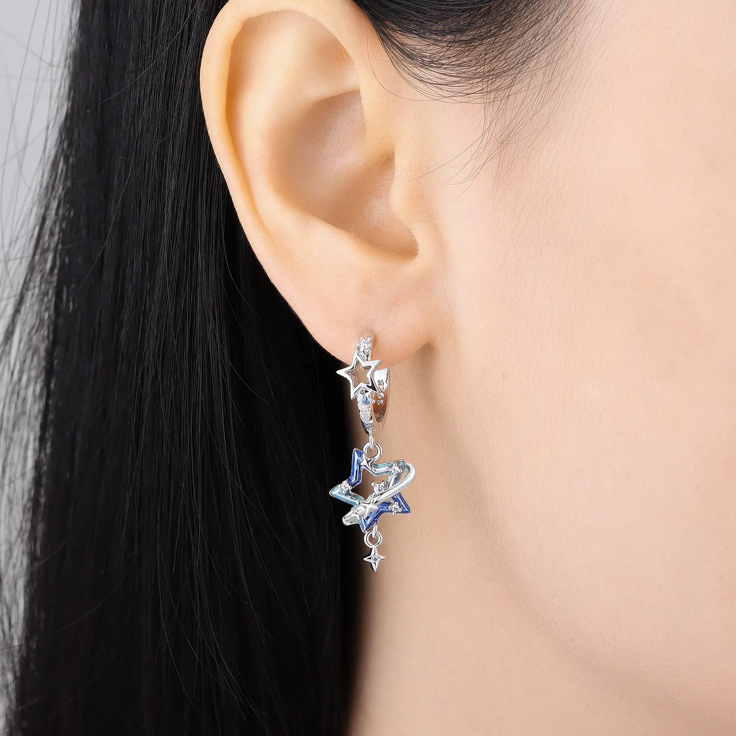 Original 925 Sterling Silber Ohrringe Himmelskundliche Sonne Stern Mond Tropfenohrringe für Frauen Täglicher Geburtstags- Valentinstags-Schmuck Geschenk – Detail 18