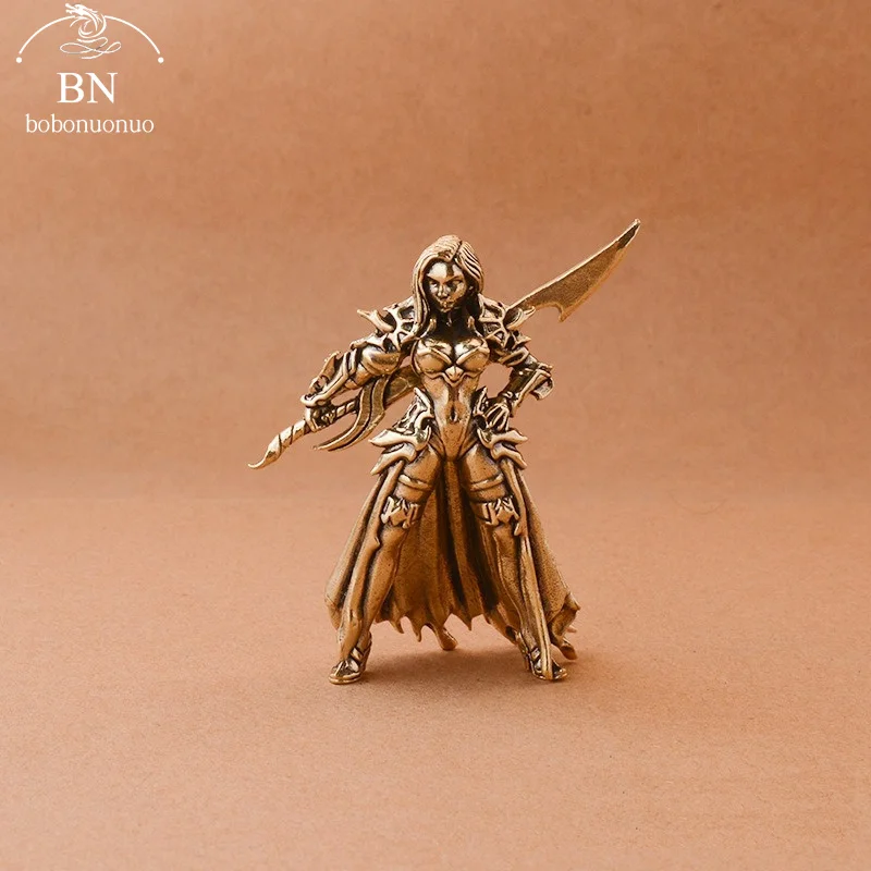 Copper Metal Solider Model Miniatures Figurine Vintage broadsword Beauty warrior Ornament Desktop Decoration Accessories Toy Gi