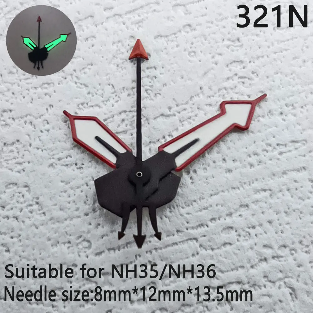 8mm * 12mm * 13mm C3 luminous watch needle FIT nh34 nh35 nh36 8215 movement watch case hour minute hand second hand