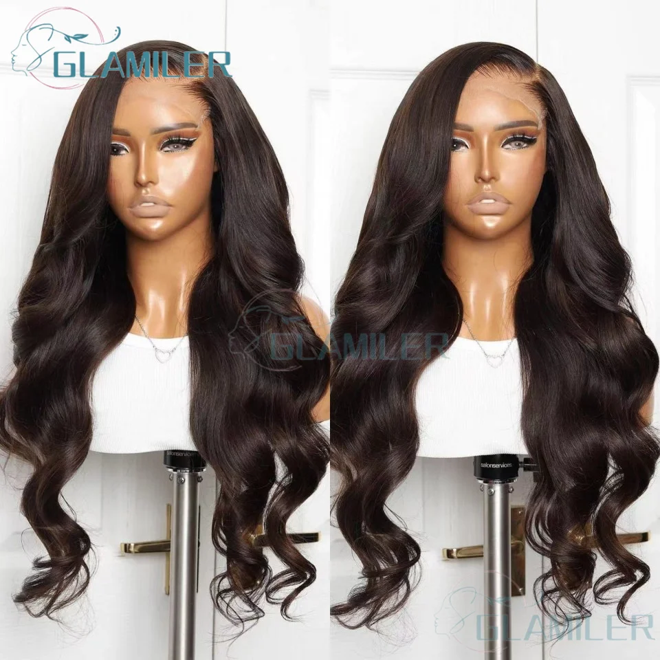 

Chocolate Brown 5x5 Silk Top Closure Human Hair Wigs #2 Dark Brown Colored Wavy 13x4 Lace Frontal Wig For Women 180% Density