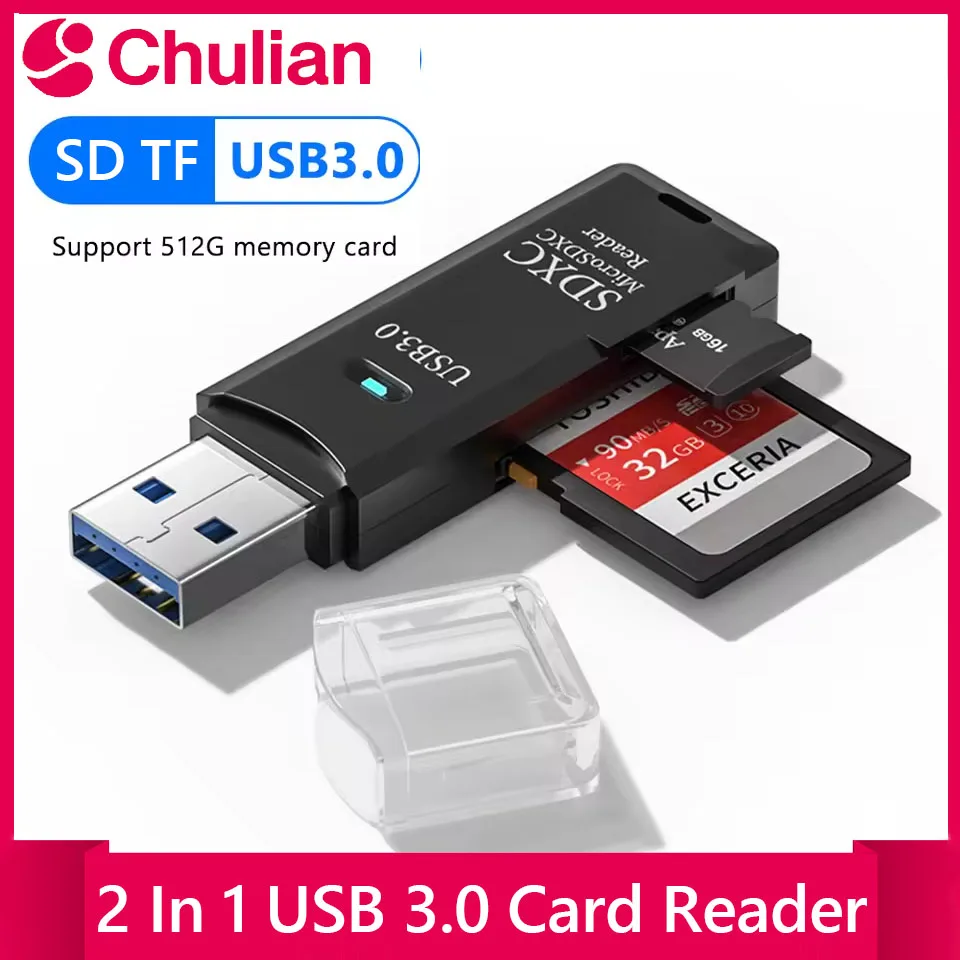 

2-in-1 USB3.0/2.0 Card Reader USB3.0 To SD TF Memory Card Reader USB Flash Drive Cardreader Adapter For PC Laptops Accessories