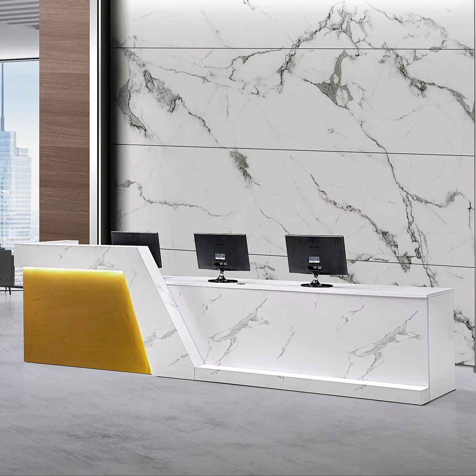 *Hot Selling Durable MDF Construction Sleek Minimalist Reception Desk for Beauty Salons Hotels Gyms Hospitals and Office Lobbies
