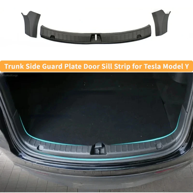 For Tesla Model Y 2024 Trunk Protective Pad Cover TPE Rubber Sill Rear Bumper Guard Protector ABS Side Fender Covers Accessories