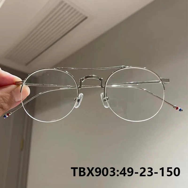 

New York Fashion Pilot Men Glasses Frame TBX903 Titanium Ultralight Top Quality Women Double Beam Eyeglasses Half Rim Spectacles