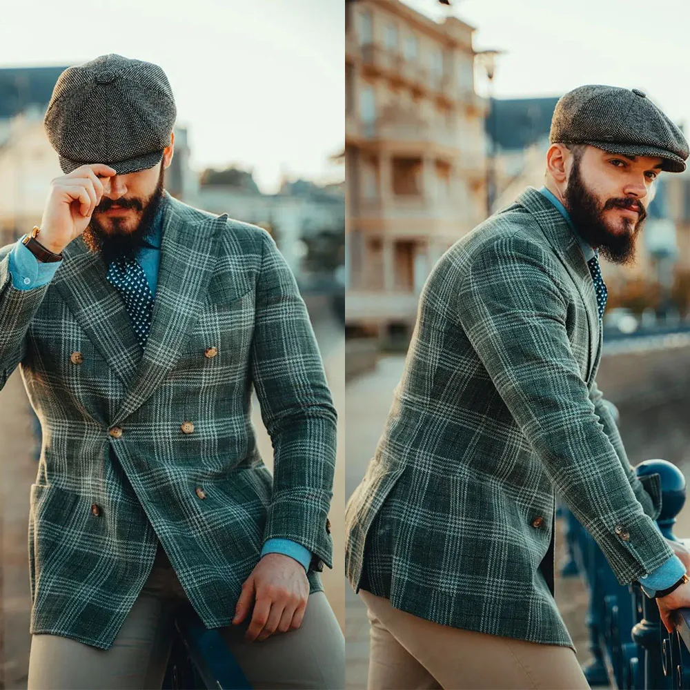 

1 Piece Men Suit Tailor-Made Black Plaid British Style Blazer Business Wedding Formal Causal Prom Daily Tailored