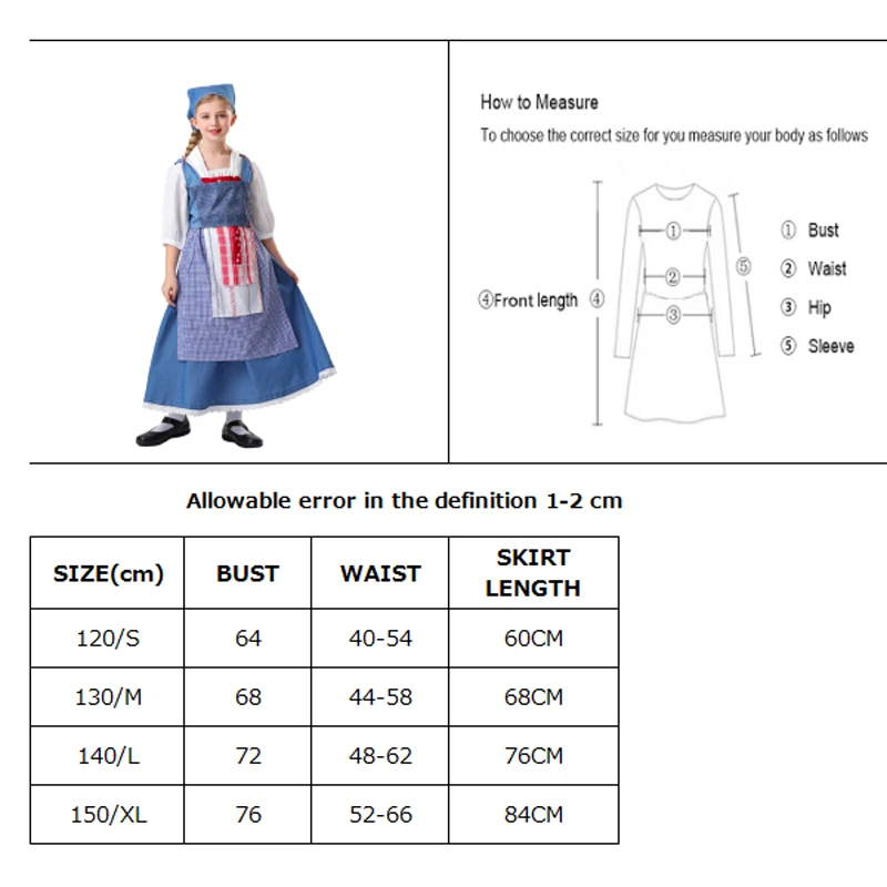 كرنفال بوريم الجمال الأميرة حسناء لفتاة زي القرون الوسطى الفرنسية قرية الزي تأثيري هالوين فستان حفلة تنكرية #5