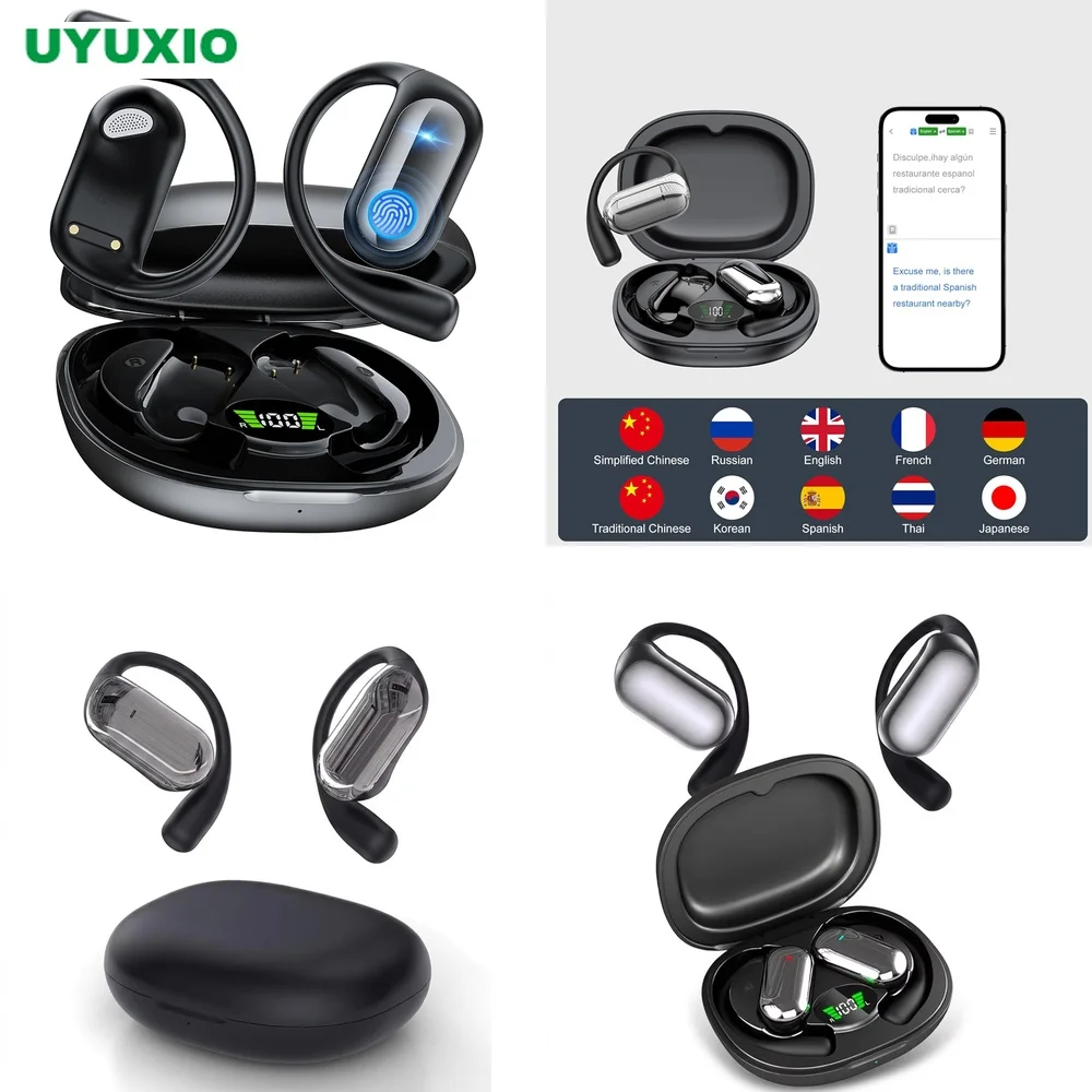 Smart AI Translation Earbuds 144 Languages BT 5.4 OWS Earphone OWS No Subscription Real-Time Translation Open-Ear 4 Modes