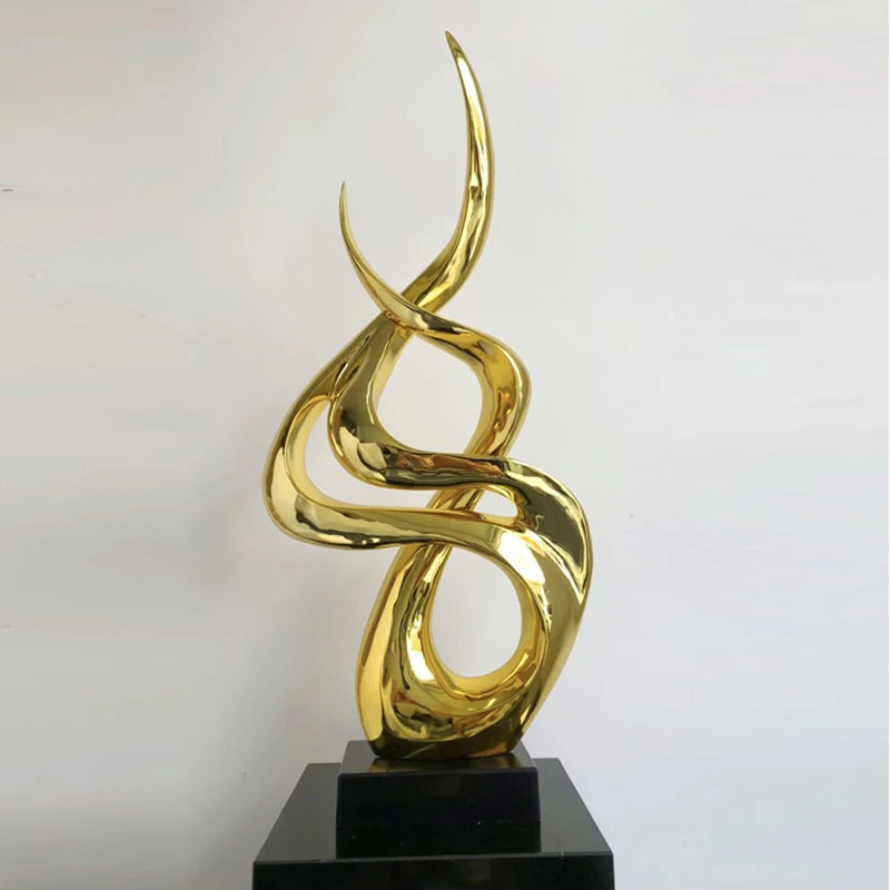 Wholesale Handmade Abstract Gold Resin Interior Decoration Sculpture for Hotel