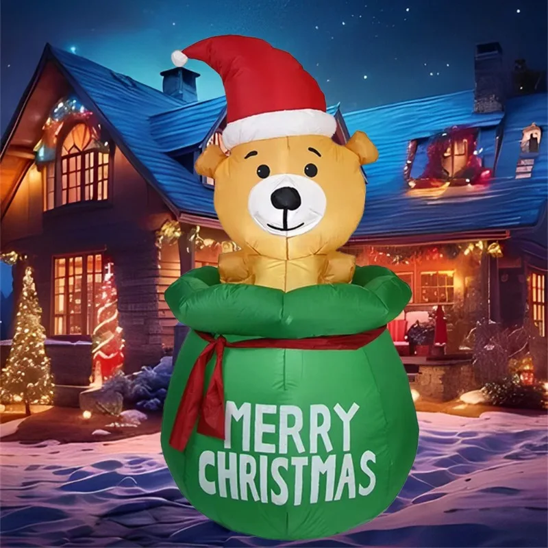 Oso de juguete inflable en bolsa, modelo inflable de Navidad, modelo inflable luminoso, modelo de decoración de ambiente navideño
