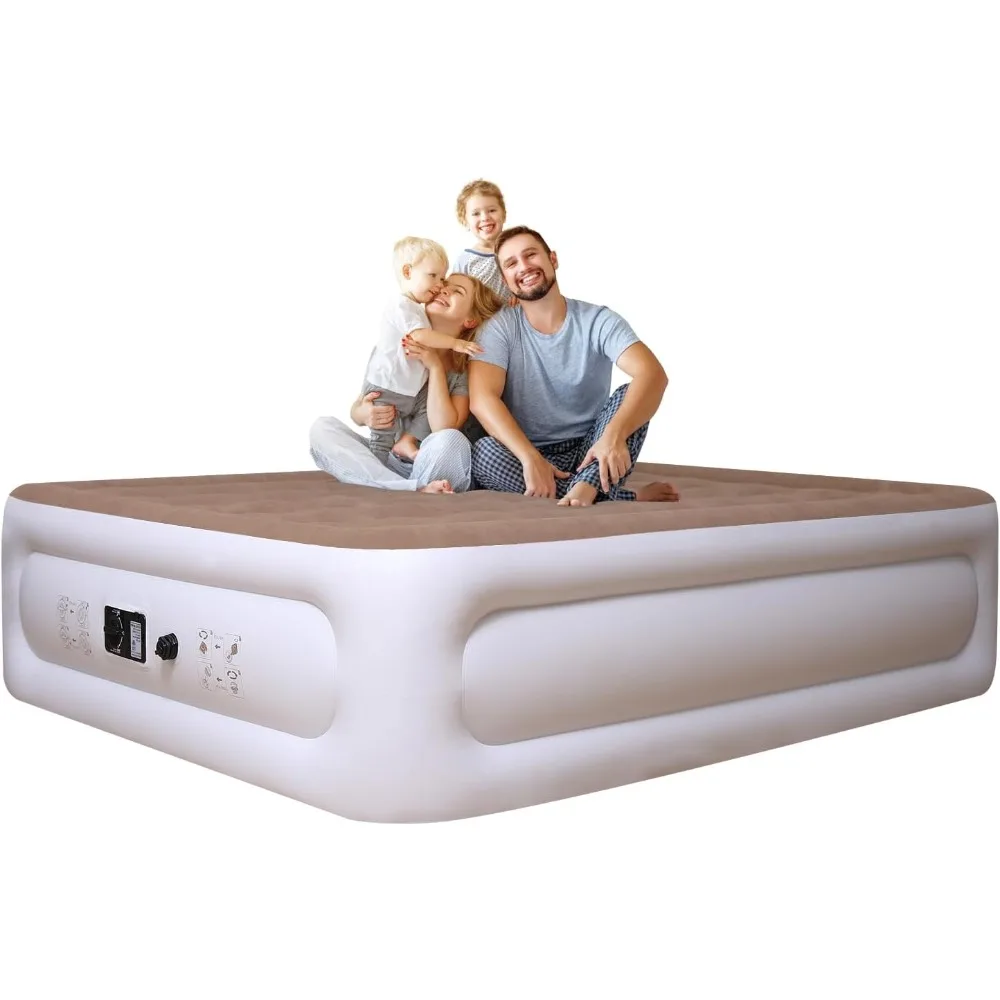 Air Mattress Queen with Built in Pump, 18 inch Luxury Double High Air Bed Fast Inflation/Deflation, Portable Inflatable Blow up