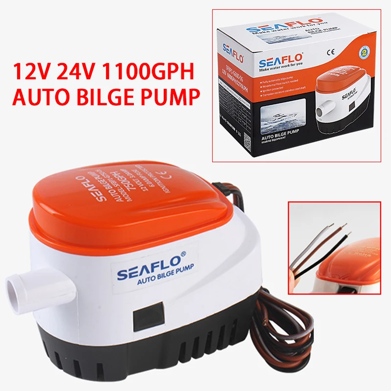 Marine Water Small Bilge Pump DC12V 24V 1100GPH Yacht Drainage Fast Boat Submersible Pump Bilge Automatic Drainage Pump