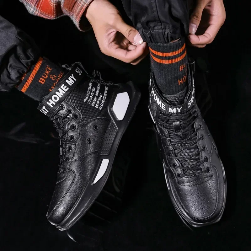 New Brand Mens Casual Sneakers High-tops Sneakers Training Boys Basketball Tennis Shoes Outdoor Couple Sneakers Strap Decoration