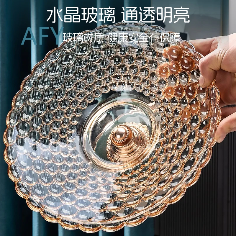 Glass Fruit Plate for Living Room Household Coffee Table Crystal Ornament Front Desk Candy Tray High Exquisite New Home Decor