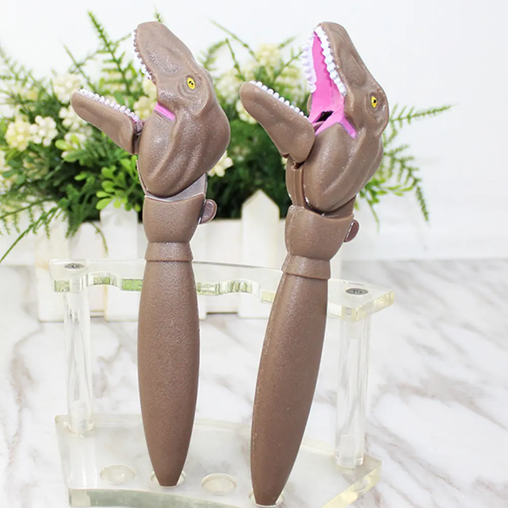 2Pcs Unique Dinosaur Mouth Ballpoint Pens 3-Color Convenient Writing Pens Lightweight Portable Gift Pen Daily Stationery Supply