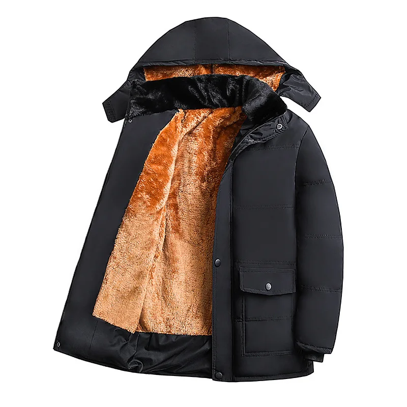 Prowow Detachable hat new down cotton jacket with plush insulation, windproof and fashionable cotton jacket