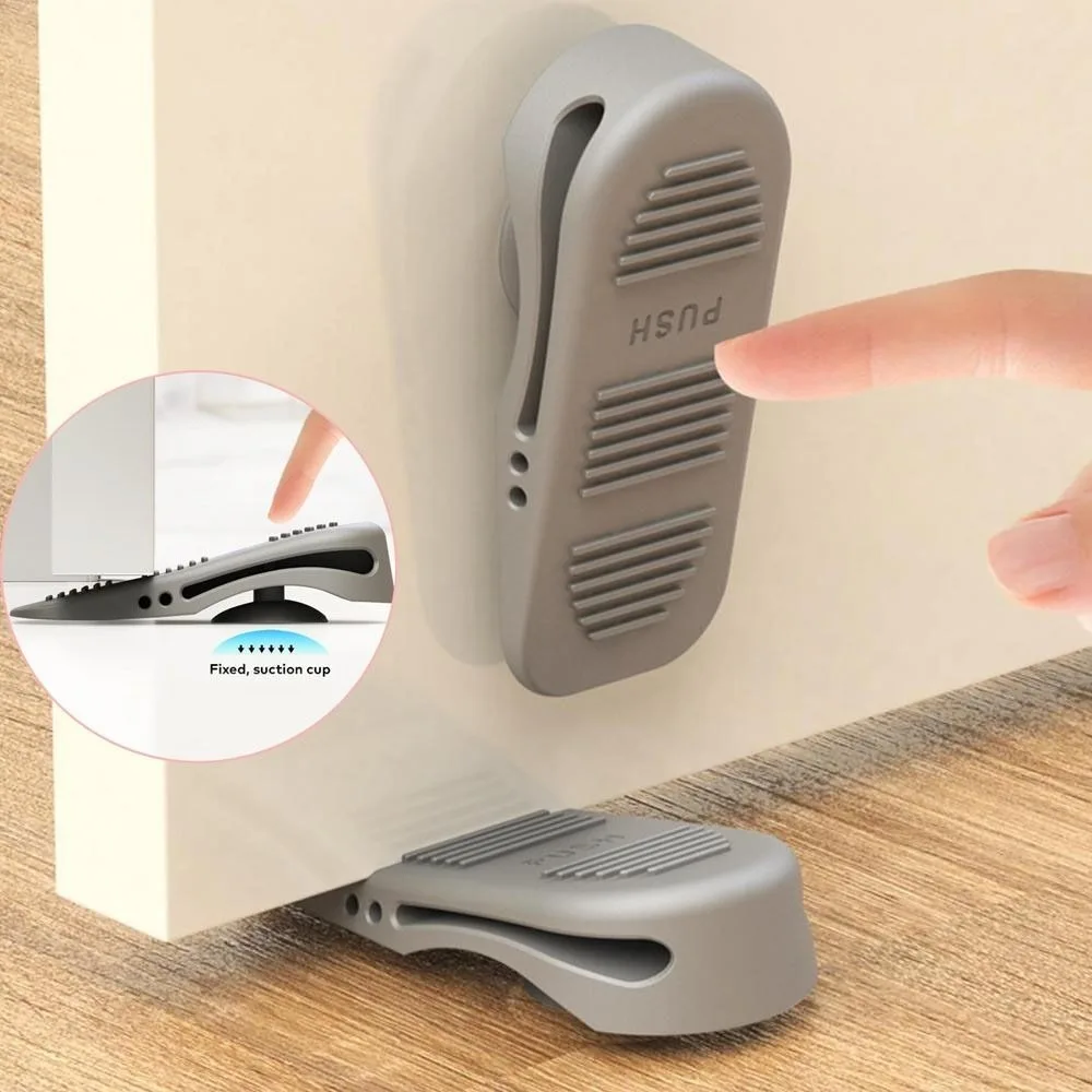 Durable Rubber Door Stopper Wall Protectors Anti Collision Doorstop Punch Free Floor Holder Bedroom