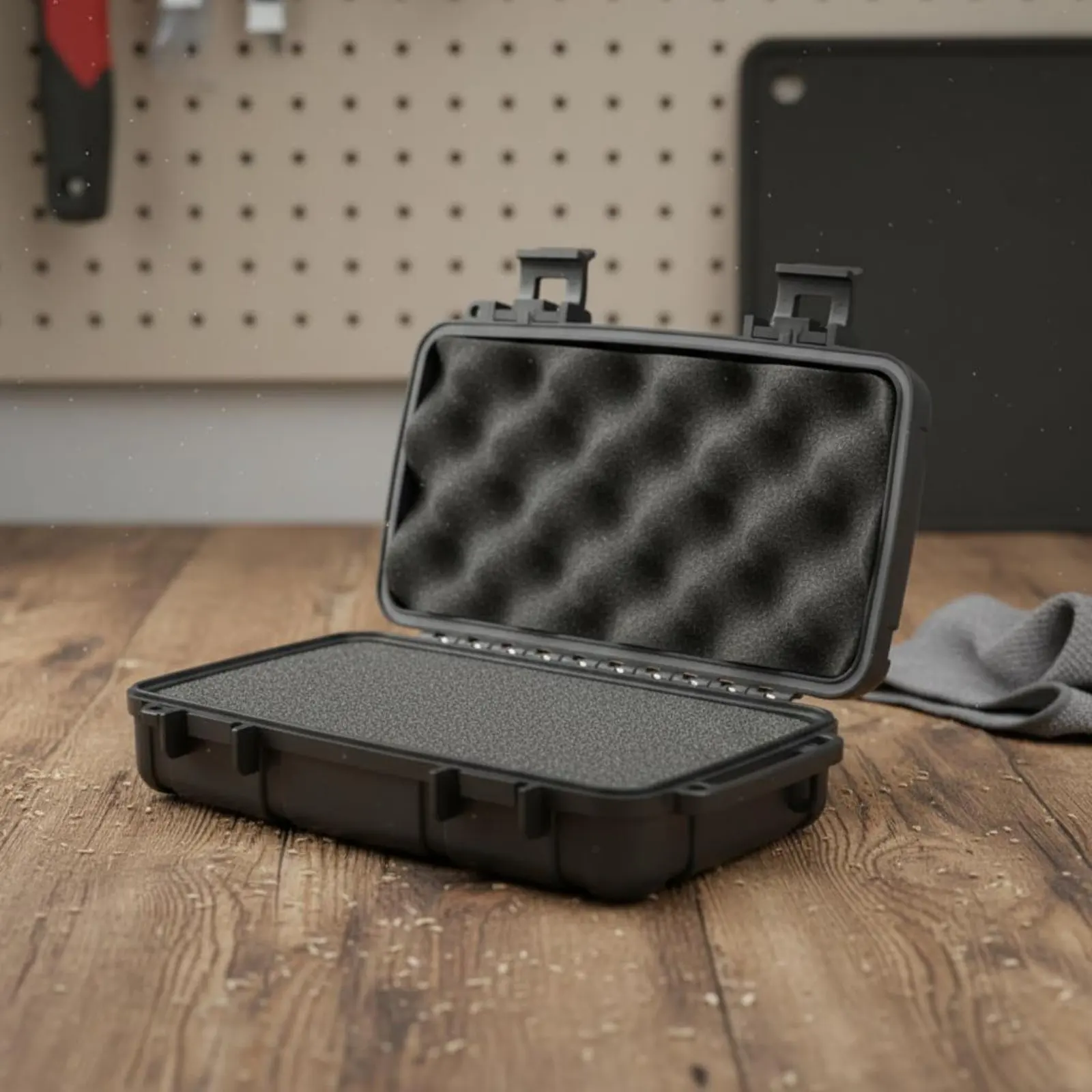 

Waterproof Hard Shell Case Heavy Duty Portable Safety Box Shockproof Equipment Carrying Case Secure Latches for Outdoor, Boating
