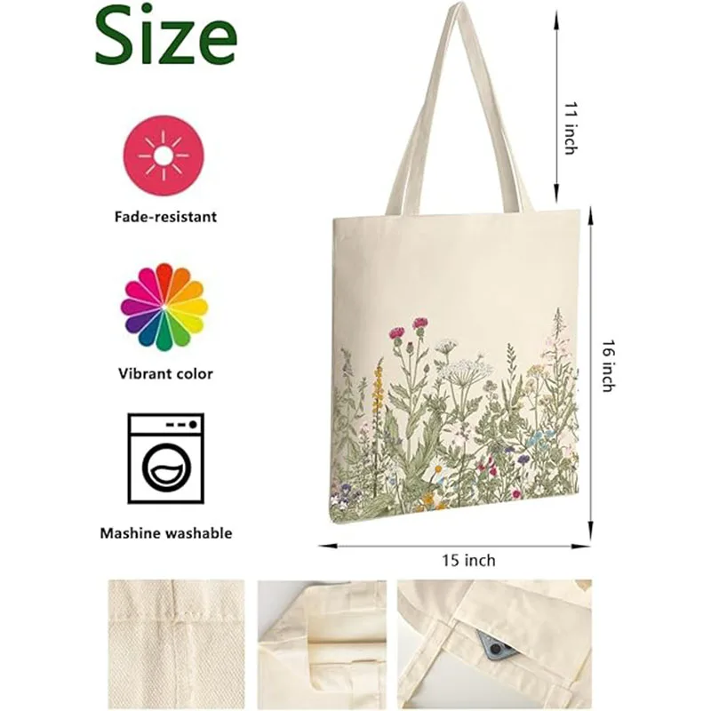 ICE12-Sac fourre-tout en toile pour femmes, sac cadeau en coton réutilisable, épicerie esthétique et mignonne, cadeaux de plage lumineux