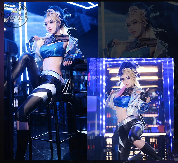 League of Legends Arcane saison 2 Akali K/DA fille groupe Performance Cosplay Costume Style sophistiqué bidimensionnel en Stock