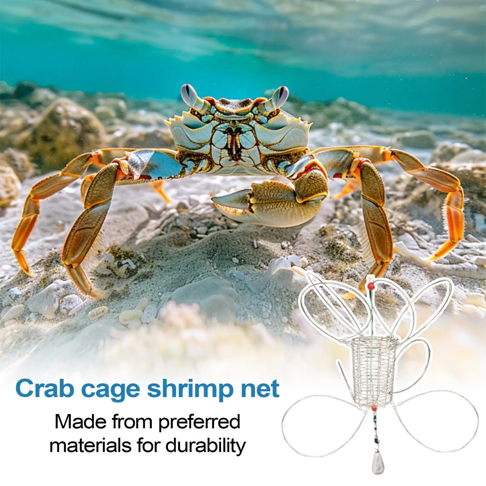 Crab Snares for Fishing Rods Stainless Steel Catching Cage with 8-Loop Crab Fishing for Lobster Crawfish Fish Bait Catfish
